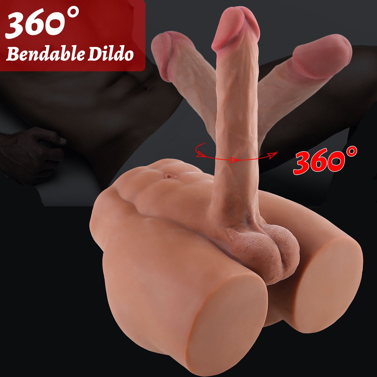 Brown Male Sex Doll with Flexible Dildo Realistic Sex Huge Cock, Men Sex Dolls for Women Hole 8in Cock Sex Toys for Female Masturbation, Unisex Masturbator Tight Anal Sex Toy for Men Women Couple Gay 8lb