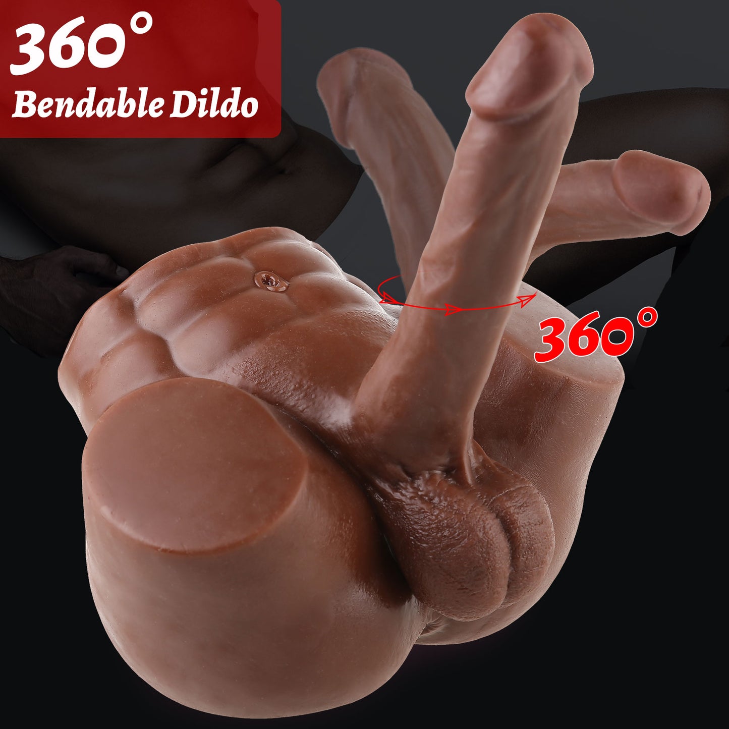 Brown Male Sex Doll with Flexible Dildo Realistic Sex Huge Cock, Men Sex Dolls for Women Hole 8in Cock Sex Toys for Female Masturbation, Unisex Masturbator Tight Anal Sex Toy for Men Women Couple Gay 8lb