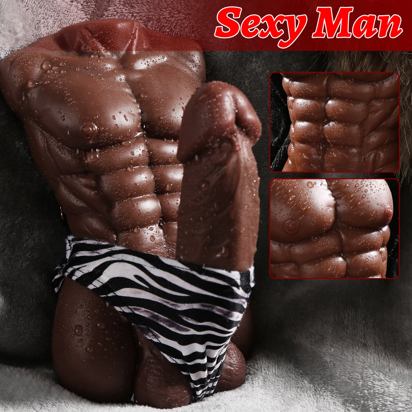 Brown Male Torso Sex Doll with Flexible Dildo, Realistic Sex Men's Body Sex Dolls for Women, 5in Cock Sex Toys for Female Masturbation, Unisex Masturbator Sex Toy for Men Women Couple Gay, 1.5lb