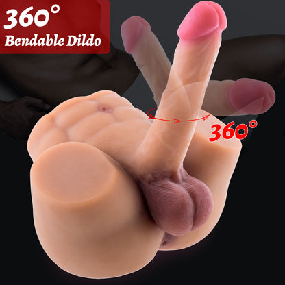 Yelllow Male Sex Doll with Flexible Dildo Realistic Sex Huge Cock, Men Sex Dolls for Women Hole 8in Cock Sex Toys for Female Masturbation, Unisex Masturbator Tight Anal Sex Toy for Men Women Couple Gay 8lb