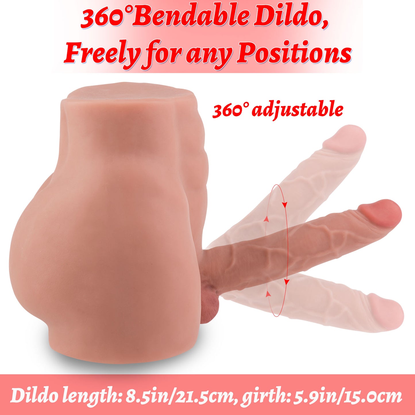 Yellow Male Sex Doll with Flexible Dildo Realistic Sex Huge Cock, Men Sex Dolls for Women Hole 8in Cock Sex Toys for Female Masturbation, Unisex Masturbator Tight Anal Sex Toy for Men Women Couple Gay 17lb