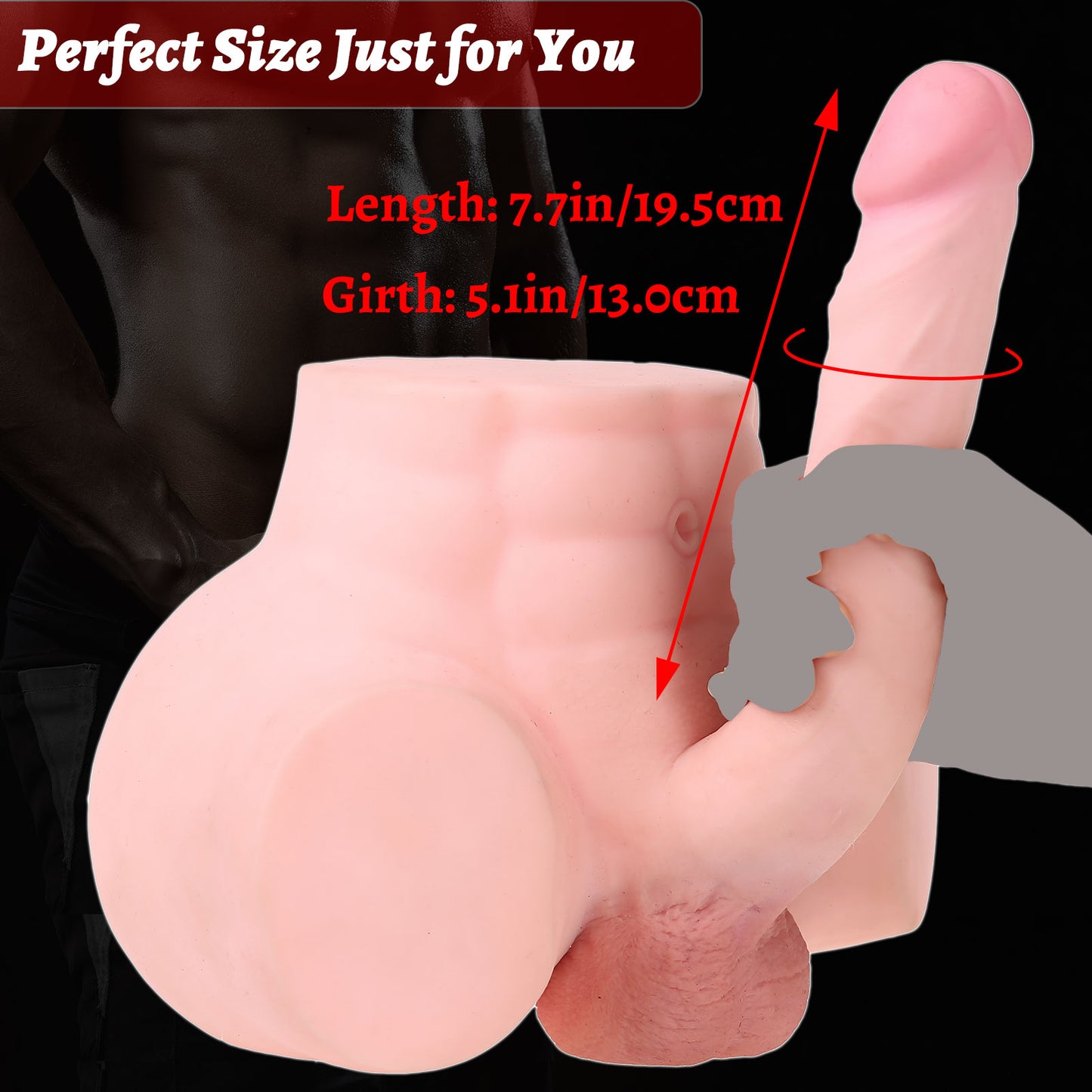 White Male Sex Doll with Flexible Dildo Realistic Sex Huge Cock, Men Sex Dolls for Women Hole 8in Cock Sex Toys for Female Masturbation, Unisex Masturbator Tight Anal Sex Toy for Men Women Couple Gay 8lb