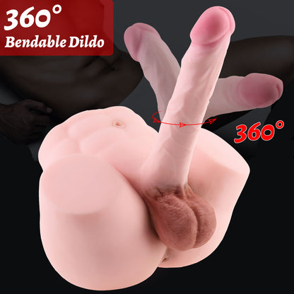 White Male Sex Doll with Flexible Dildo Realistic Sex Huge Cock, Men Sex Dolls for Women Hole 8in Cock Sex Toys for Female Masturbation, Unisex Masturbator Tight Anal Sex Toy for Men Women Couple Gay 8lb