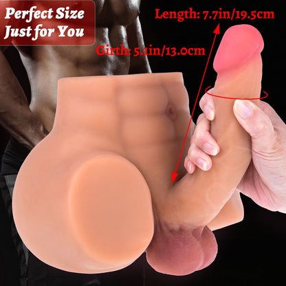 Yelllow Male Sex Doll with Flexible Dildo Realistic Sex Huge Cock, Men Sex Dolls for Women Hole 8in Cock Sex Toys for Female Masturbation, Unisex Masturbator Tight Anal Sex Toy for Men Women Couple Gay 8lb